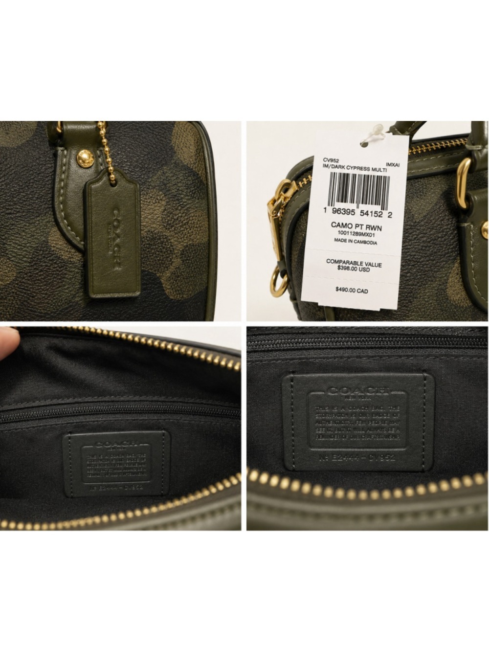 NEW Coach Rowan Medium Satchel with Snap Wallet Set in Dark Cypress Camo NWT - Picture 6 of 14